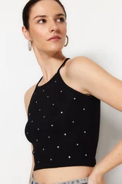 ern Kameny Detaily Pilhav Crop, Manestrov Elastick Pleten Halenka