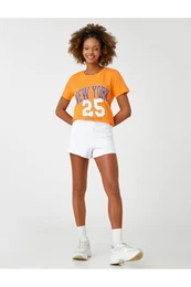 College Printed T-Shirt Crew Neck Short Sleeve