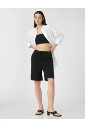Sports Bermuda Shorts with Tie Waist and Pockets
