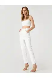 Elastic Waist Jeans Relaxed Fit High Waist