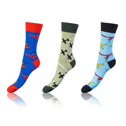 CRAZY SOCKS 3x - Fun Crazy Socks 3 Pairs - Blue - Green - Black