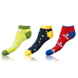 CRAZY IN-SHOE SOCKS 3x - Modern Colorful Low Crazy Socks Unisex - Yellow - Green - Blue
