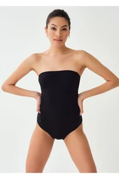 Black Strapless Swimwear