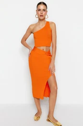 Orange Crop Knitwear Top and Bottom Set