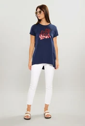 Woman's T-Shirts Ladies' T-Shirt With Longer Back Navy Blue
