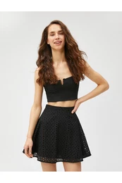 Mini Skirt Scalloped Flounce Lined
