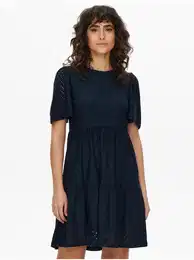 Dark blue perforated short dress Carla - Women