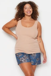 Curve Multicolored Floral Single Jersey Plus Size Pajamas Set