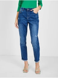 Dark Blue Ladies Boyfriend Jeans - enske