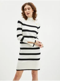 Black and Cream Women's Striped Sweater Dress - Women