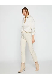 panlsk sametov kalhoty s crop nohavicemi slim cut