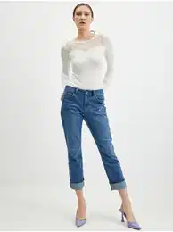 Creamy women's bodysuit with lace - Women