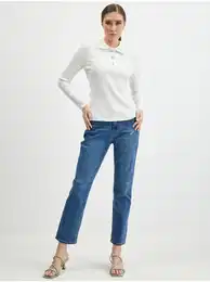 White Womens Ribbed Polo T-Shirt - Women