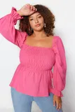 Roza Bluza s Puf Rokavi za dame image
