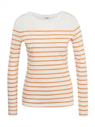 Orange and White Women Striped T-Shirt - Women