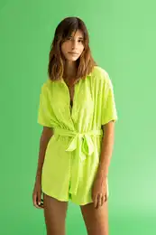 Zamilujte se do pravidelnho stihu pyama s lmekem z frot ltky s krtkm rukvem.