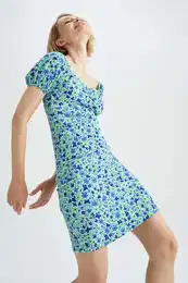 Bodycon Heart Collar Kvtinov mini pleten aty s krtkm rukvem