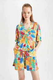 Cool Relax Fit Pajama Collar Short Sleeve Shirt