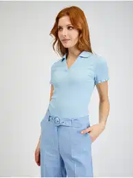 Svtle modr dmsk ebrovan polo triko - Dmsk