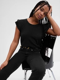 T-shirt with ruffle sleeves - Women