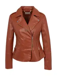 Brown Ladies Leatherette Jacket - Ladies