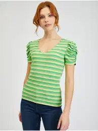 Yellow-Green Womens Striped T-Shirt - Women