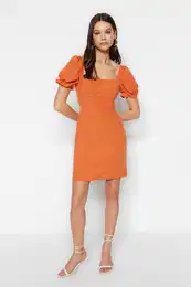 Orange Mini tkani balon tkana obleka