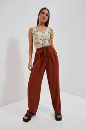WOMEN'S TROUSERS L-SP-4013 BROWN