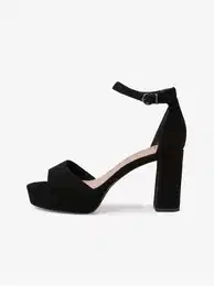 Black women's heeled sandals in suede finish - Women's