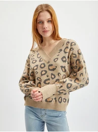 Light Brown Womens Patterned Sweater - Women