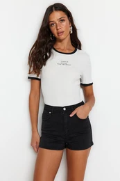 Black High Waist Denim Shorts
