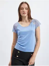 Blue Ladies T-shirt with lace - Women