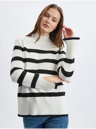 Black & White Ladies Striped Sweater - Women