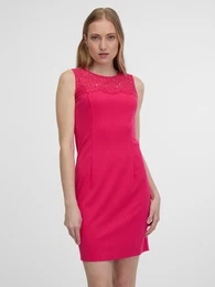 Dark pink Women's Sheath Dress with Lace - Women