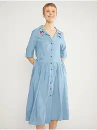 Light blue Ladies Shirt Dress - Women