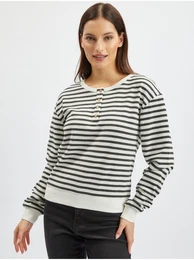 Black & White Ladies Striped Sweatshirt - Women