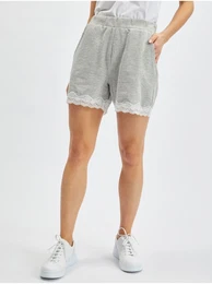 Light gray Womens Tracksuit Shorts with Lace - Women