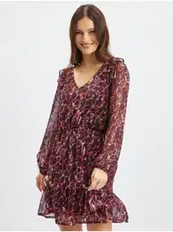Burgundy Ladies Patterned Dress - Women