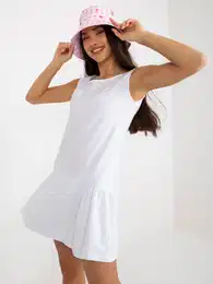 Osnovna bela mini obleka brez rokavov