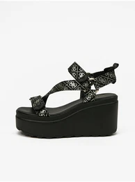 Black Women's Patterned Wedge Sandals Ocilia - Women
