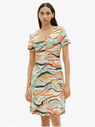 Orange-green women's patterned dress - Women's
