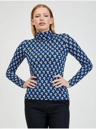 Blue Ladies Patterned Turtleneck - Women