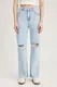 DEFACTO 90's Wide Leg Ripped Detailed Cropped Cut-Length Jeans