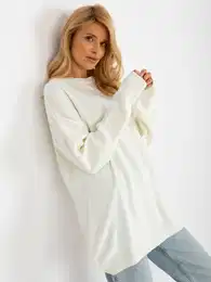 Ecru dmsk oversized svetr s dlouhm rukvem