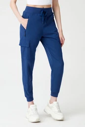 enske mornarice Modre tovorne jogger hlae z epnim elastinim pasom in nogami, tovor
