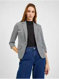 White and Black Checkered Jacket - Ladies