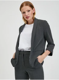 White and Black Ladies Patterned Jacket - Ladies