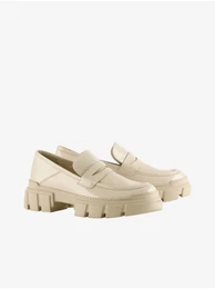 Cream women's moccasins on platform Hgl Vince - Women's