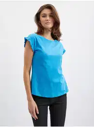 Blue Ladies T-shirt with frills - Women