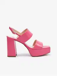 Pink women's leather heeled sandals Hgl Cindy - Women's